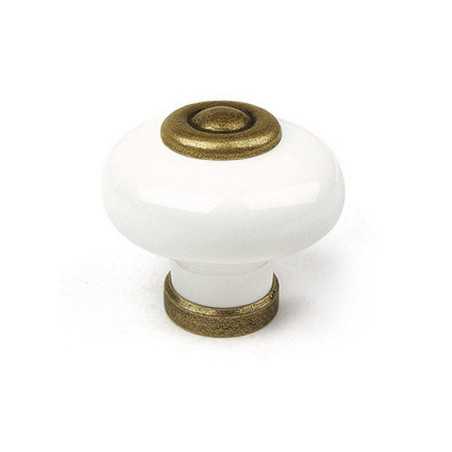 Bouton de meuble rond blanc porcelaine H.26 X L.31 X P.31 Mm