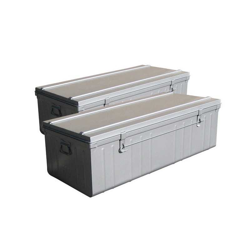Lot de 2 cantines métal emboitées SNORpeinture aluminium 90 et 100 cm