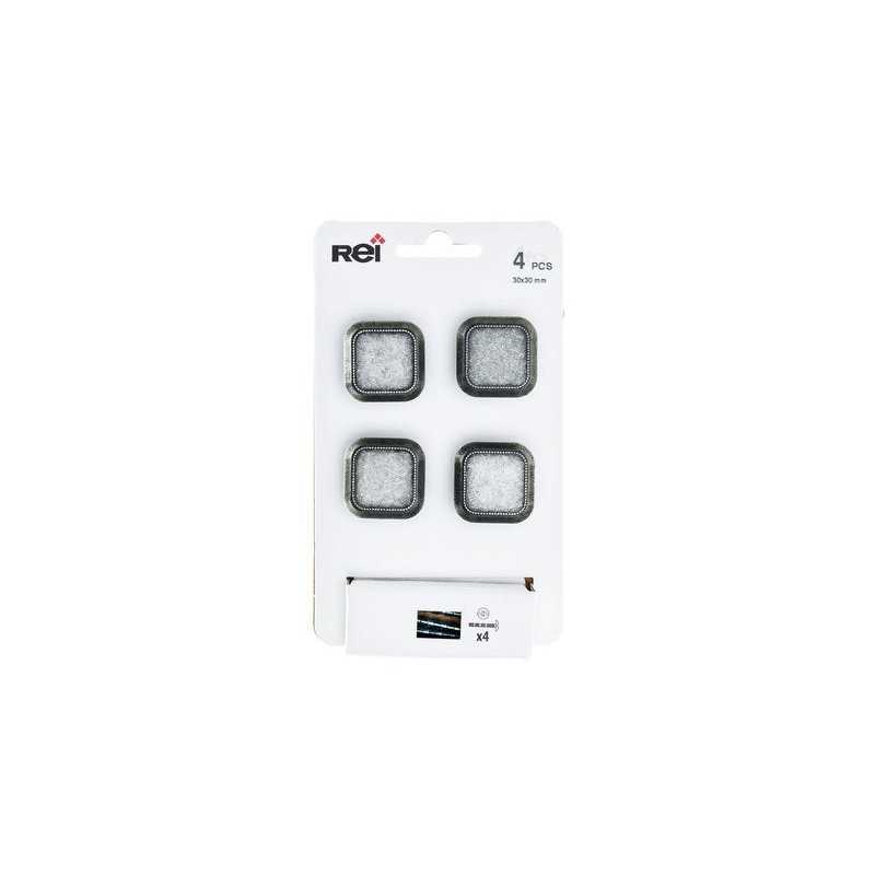 Lot de 4 boutons demeuble carré Zamak Vieilli H.22 X L.30 X p.30mm