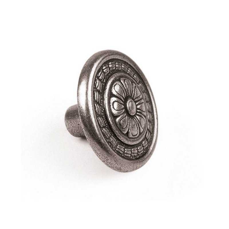 Bouton de meuble motif argent zamak H.22 X L.30 X P.30 Mm