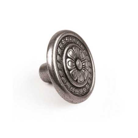 Bouton de meuble motif argent zamak H.22 X L.30 X P.30 Mm