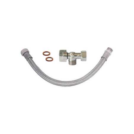 Kit Robinet DArrêt Wc + Flexible + Joint Laiton Nickelé
