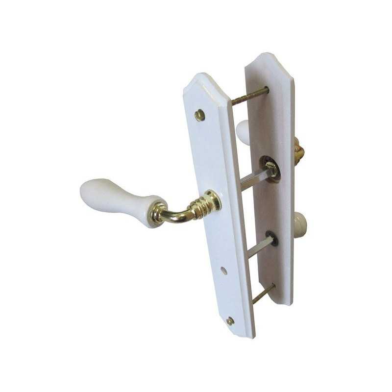 2 poignées de porte bois condamnation Bois Entraxe 195 Mm
