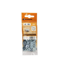 Lot de 25 boulons tête 6 pans acier zingué L.10 X Diam.4 Mm