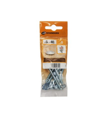 Lot de 6 boulons tête ronde et cou carré acier zingué L.40 X diam.5mm