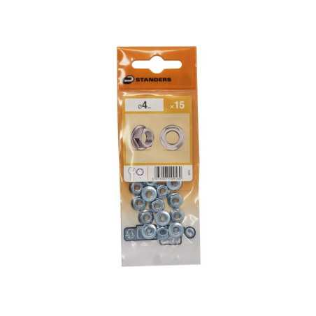 Lot de 15 écrous 6 pans Acier Diam.4 Mm