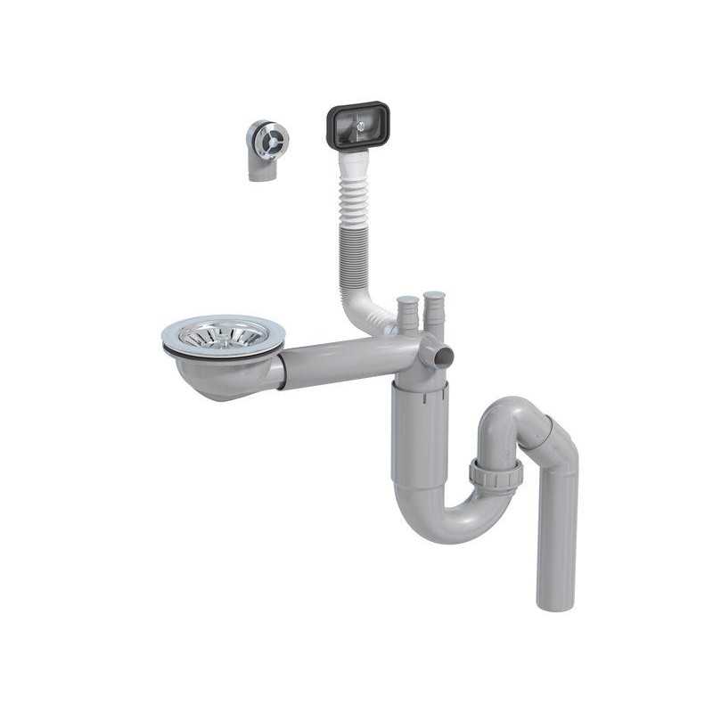 Ensemble vidage compLet gain de place pour évier 1 cuve diam. 80 mm