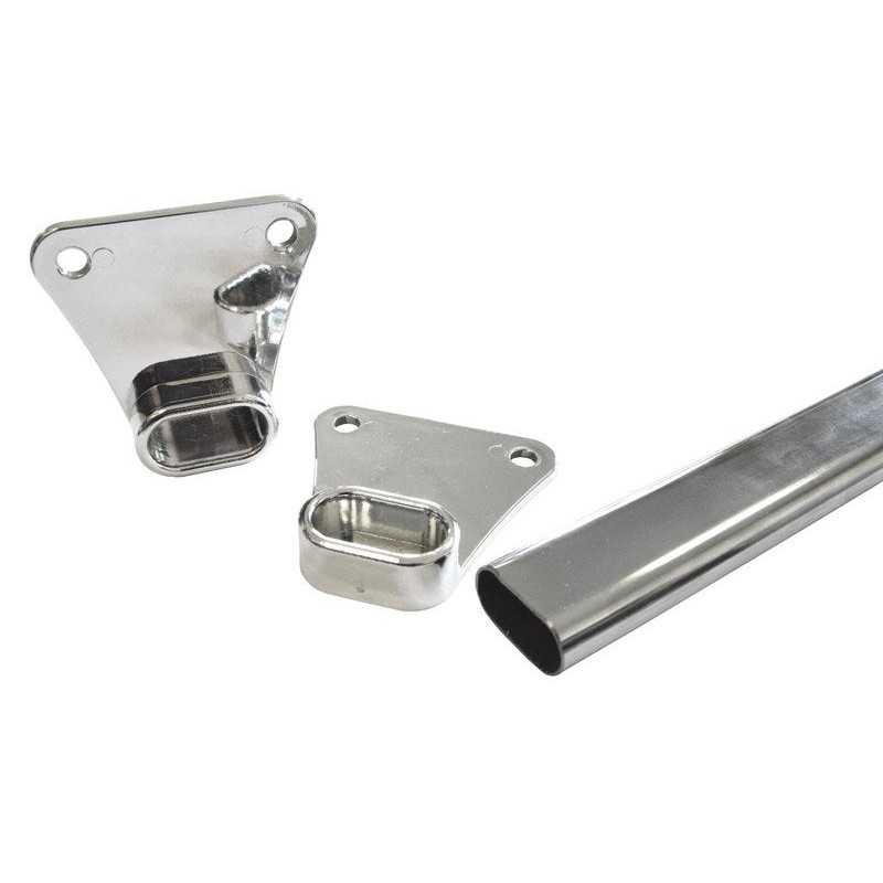Kit barre de penderie chromé 80 m diam. 30 x 15 mm ovale + 2 supports muraux