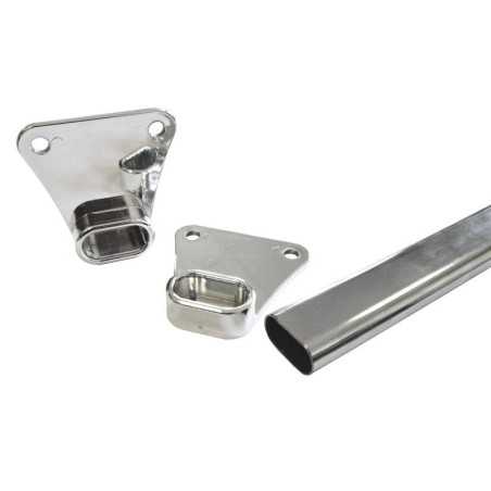 Kit barre de penderie chromé 80 m diam. 30 x 15 mm ovale + 2 supports muraux