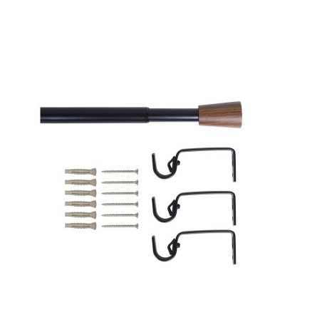 Kit de tringle à  rideau Crip Diam.19 mm Noir mat 160-300 cm