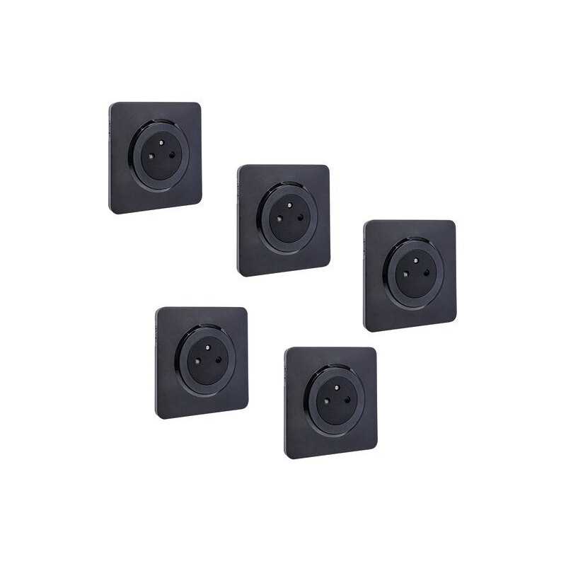 Lot de 5 prises avec terre complet Lumiablack