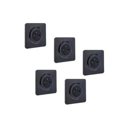 Lot de 5 prises avec terre complet Lumiablack