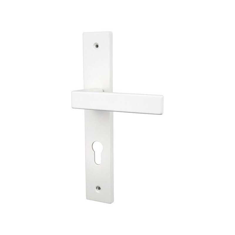 2 poignées de porte Abby trou de cylindre ALPERTEC alu entraxe 195mm blanc mat
