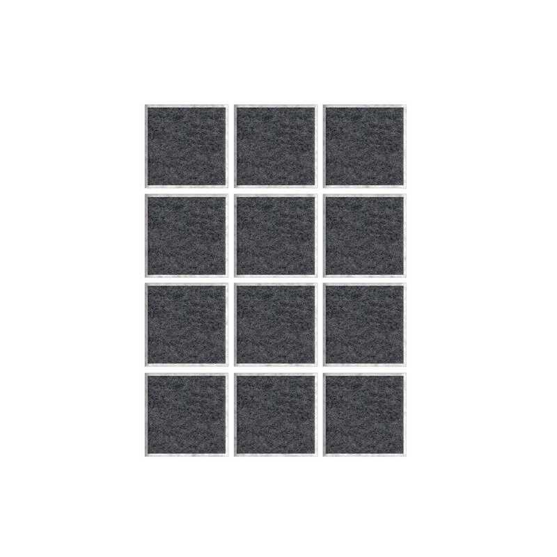 Lot de 12 patins feutre adésif à  bord arrondi24 x 22mm gris