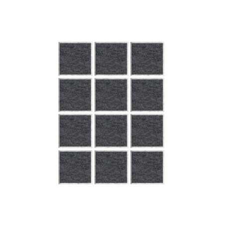 Lot de 12 patins feutre adésif à  bord arrondi24 x 22mm gris