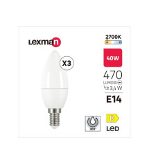 Lot de 3 ampoules ledE14 470Lm 3.4W