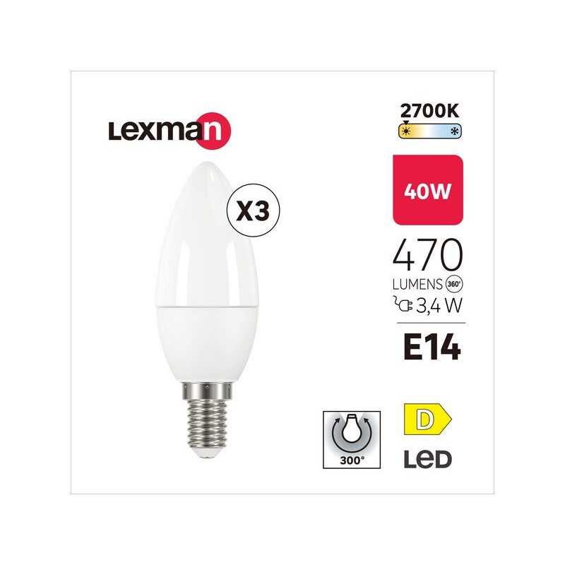 Lot de 3 ampoules ledE14 470Lm 3.4W