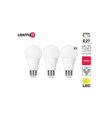 Lot de 3 ampoules dispositif led monté en surface (smd)E27 1521Lm 11.2W