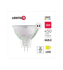 Lot de 3 ampoules led réflecteur GU5.3 100° 450lm 36W blanc neutre