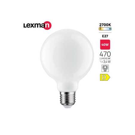 Ampoule led globe 80mm E27 470lm 40W blanc chaud