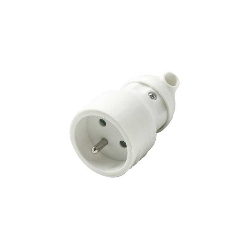 Fiche électrique femelle 2 pôles + terre connexion sur le côté 16 A blanc