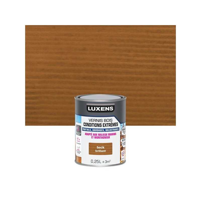 Vernis pour bois extérieur LUXENS conditions extremes teck brillant 0.25 Litre -  - meilleure qualité