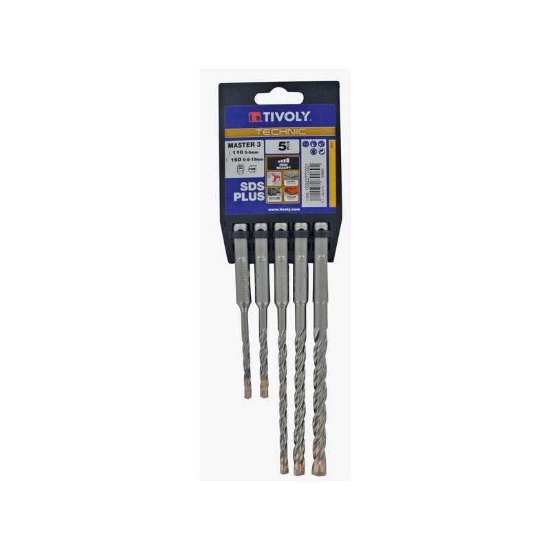 Lot de 5 Forets Master3 Sds+ Multimatériau Tivoly