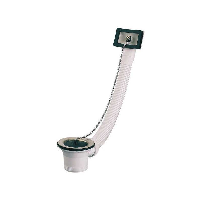 Bonde évier avec trop plein D.50mm bouchon noir cuvette D.70mm Valentin