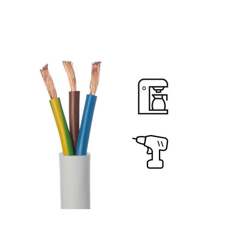 Câble ho5vvf 3g 1.5blanc 25 métres