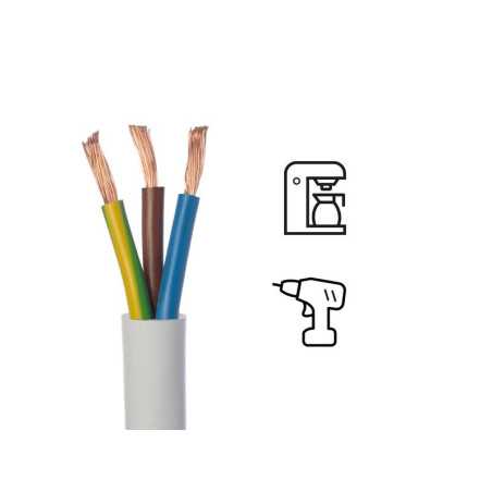 Câble ho5vvf 3g 1.5blanc 25 métres