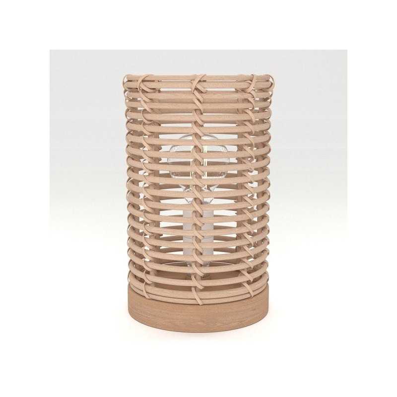 Lampe E14 nature rotin bois baladeuse INSPIRE POPPY H. 20cm