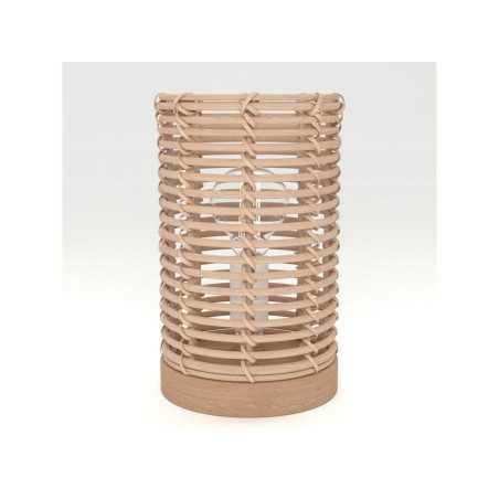 Lampe E14 nature rotin bois baladeuse INSPIRE POPPY H. 20cm