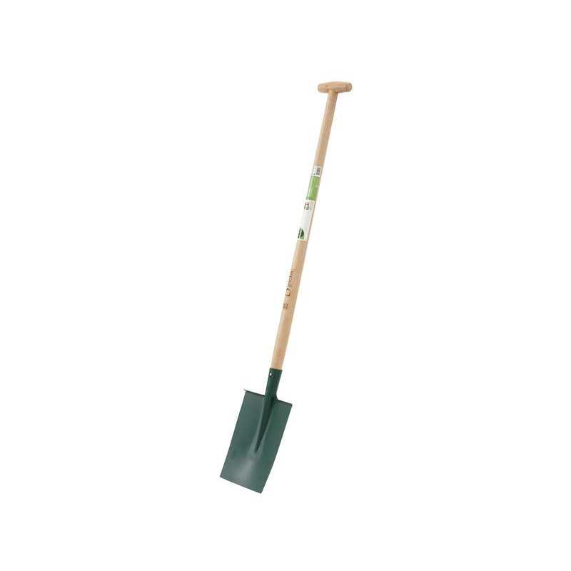 Bêche à rebord acier GEOLIA manche bois L.100 Cm