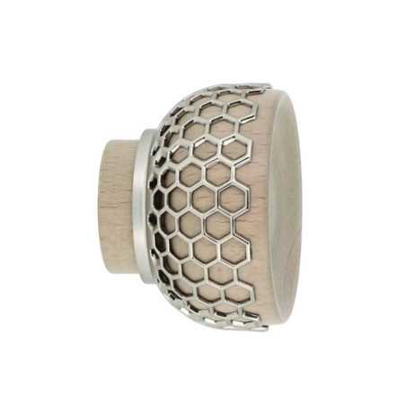 Embout pour barre à  rideau Coupelle Diam.28 mm bois beige Archi design