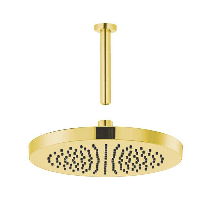 Bras de douche plafond 500mm+pommeau rond doré 80214+209 | Sanifer
