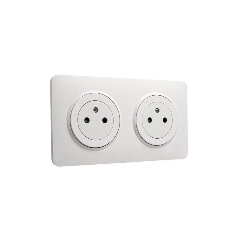 Bloc 2 prises affleurante, complet Lumia, LEXMAN, blanc|Sanifer