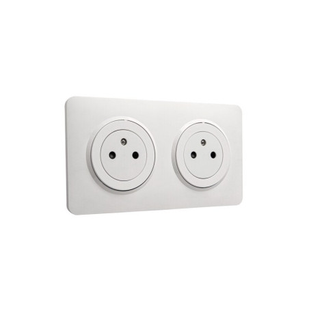 Bloc 2 prises affleurante, complet Lumia, LEXMAN, blanc|Sanifer