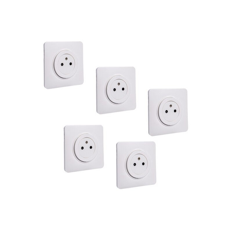 Lot de 5 prises avec terre, complet Lumia, LEXMAN, blanc| Sanifer