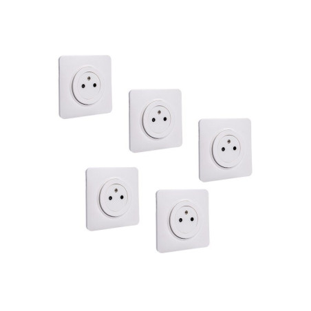 Lot de 5 prises avec terre, complet Lumia, LEXMAN, blanc| Sanifer