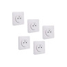 Lot de 5 prises avec terre, complet Lumia, LEXMAN, blanc| Sanifer