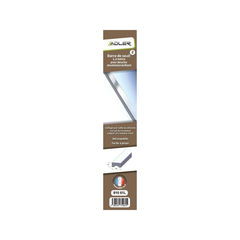 Barre de seuil pour porte de douche aluminium brillant 120 cm -  - meilleure qualité
