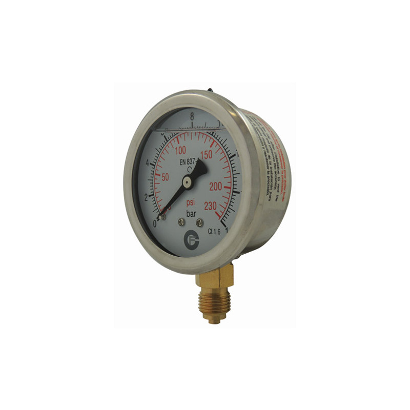 Manomètre en inox GL. RA 0-16B 1/2'  D100 | Sanifer