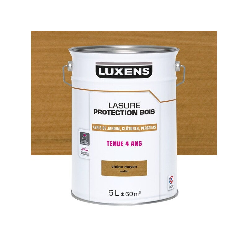 Lasure LUXENS 4 ans chêne moyen satiné 5 Litres| Sanifer