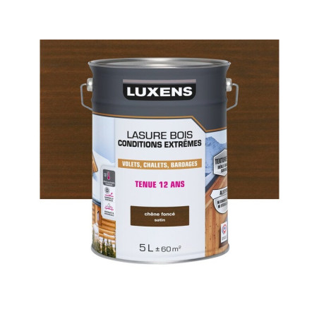 Lasure LUXENS Conditions extrêmes 12 ans chêne foncé brillant 5 Litres| Sanifer
