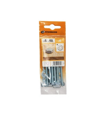 Lot de 6 Boulons Tête 6 pans acier Zingué L.60 X diam.5 Mm Standers|Sanifer