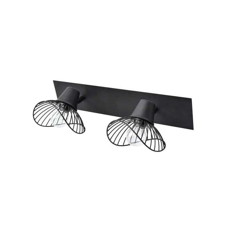 Rampe 2 spots design métal noir E14 max 40 W SEYNAVE KASTELI|Sanifer