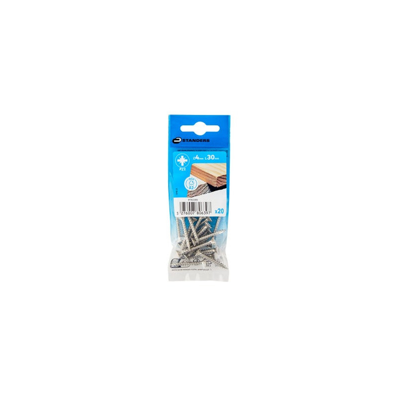 Vis aggloméré tête fraisée pozidriv inox A2 4x30 mm 20 pcs - Sanifer