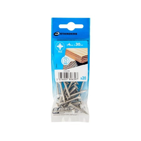 Vis aggloméré tête fraisée pozidriv inox A2 4x30 mm 20 pcs - Sanifer