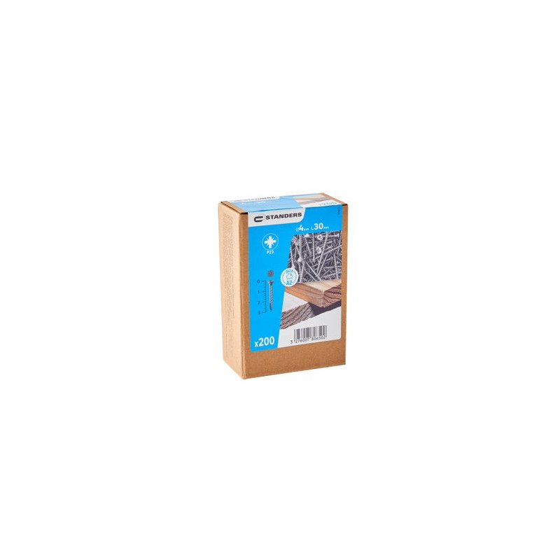 Vis agglo tête fraisée pozidriv inox A2 4x30mm STANDERS -  Sanifer