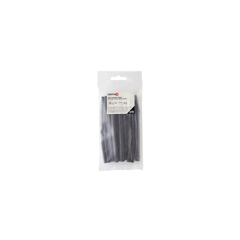 Gaine thermorétractable noir Ø6–3 mm, longueur 12 cm - Sanifer